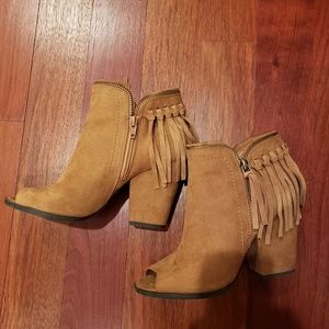 DV Fringe Open Toe Ankle Bootie